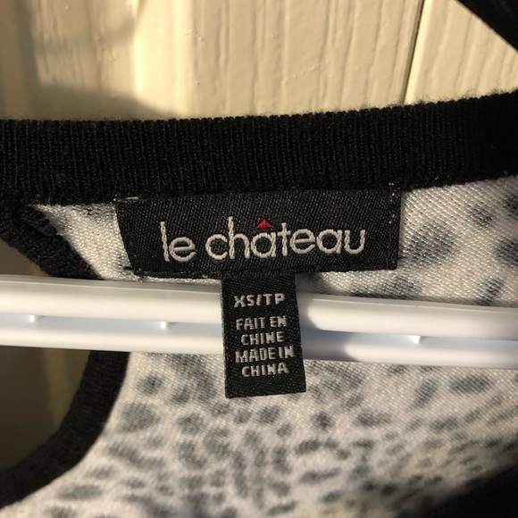 Black & grey leopard print crop top, 3/4 sleeve, cute cutout design in back. - Picture 2 of 4